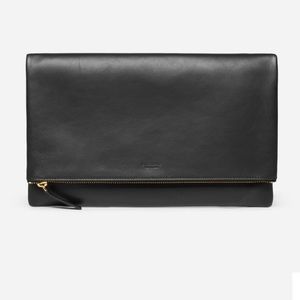 Everlane 100% Leather Zipper Clutch NEW